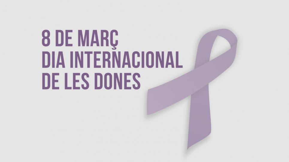 8M dia internacional de les dones, imatge amb un llaç lila