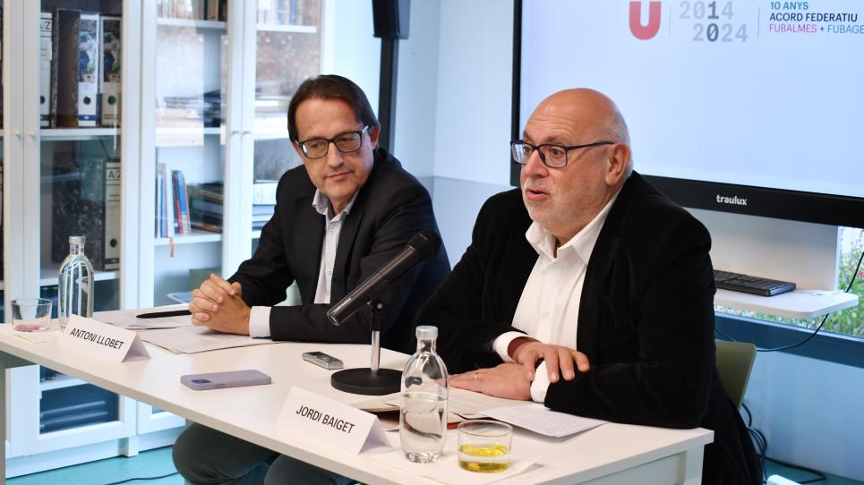 Jordi Baiget i Antoni Llobet, en la roda de premsa de dimarts a UManresa