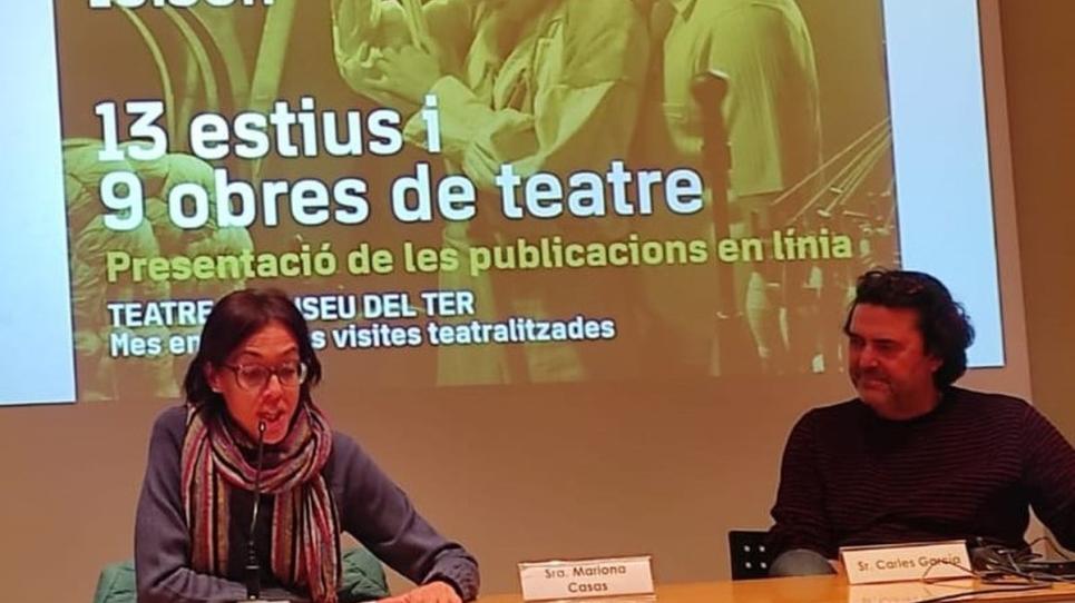 Mariona Casas en la presentació de les publicacions en línia dels muntatges teatrals del Museu del Ter i CorCia Teatre
