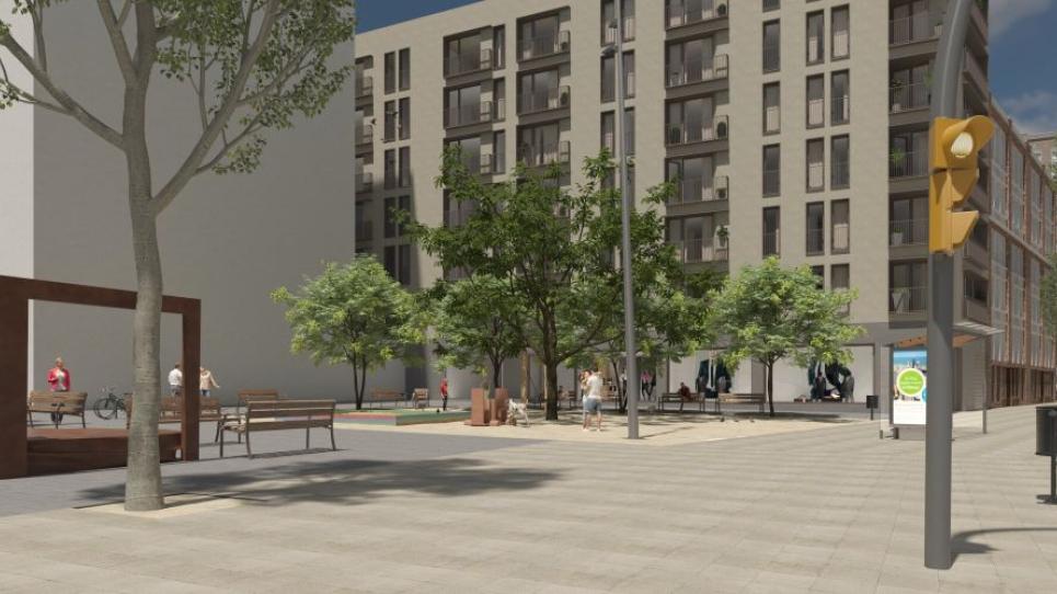 Imatge digital de la plaça de la Noguera, on s'ubicarà la futura seu de Vic Sud de la UVic.